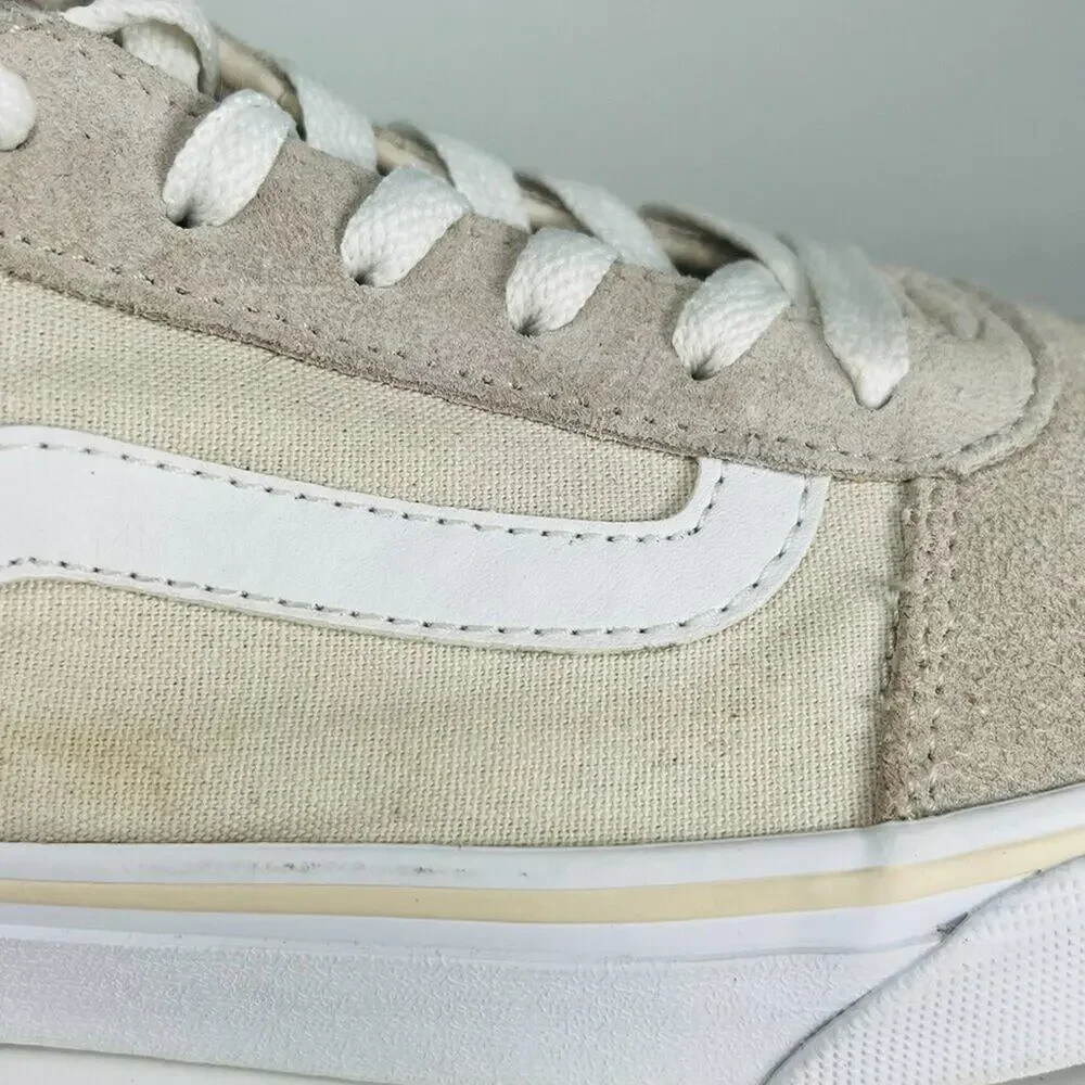 Vans Old Skool Canvas Suede Low Top Skate Sneakers Shoes Beige Grey Women 8.5 - Picture 9 of 13
